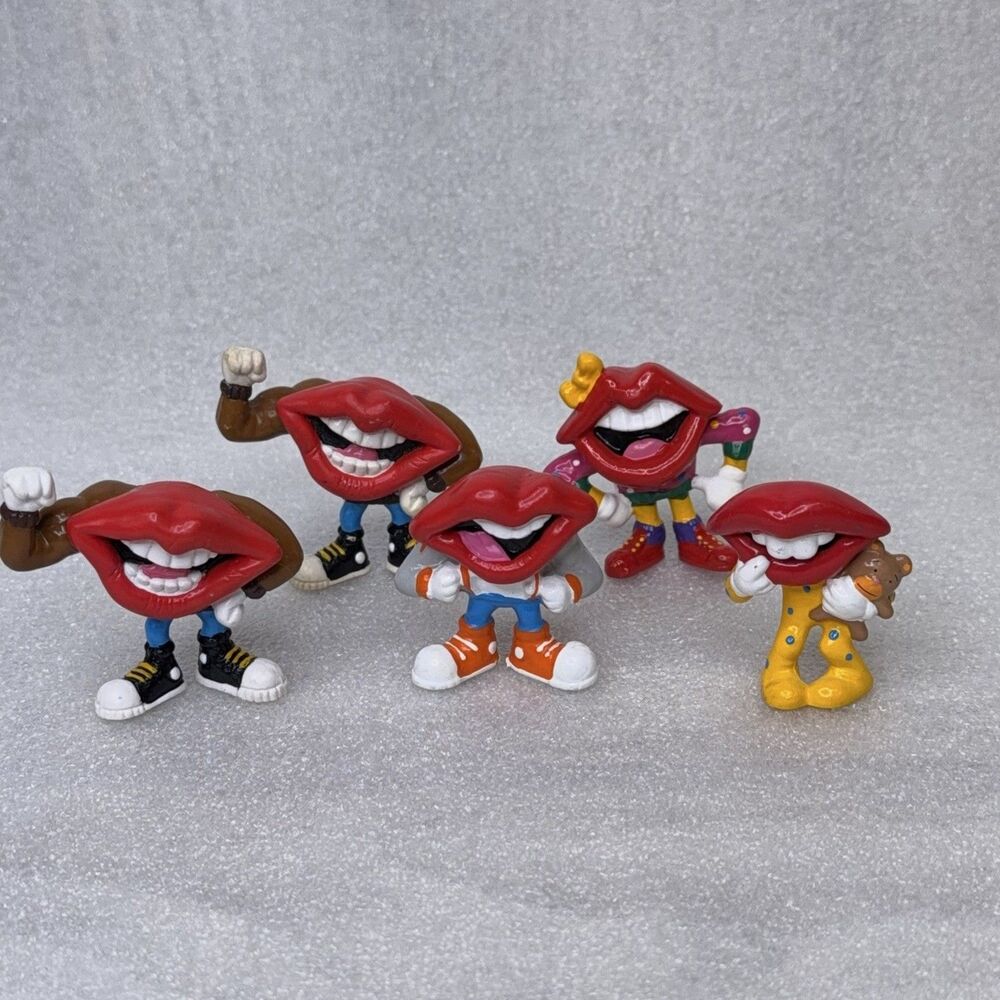 Lot of 5 Vintage Tang Applause Inc. General Foods Lips Mouth 2" Figures 80s
